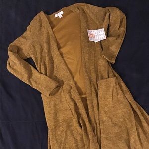 Lularoe Sarah duster cardigan, mustard gold yellow